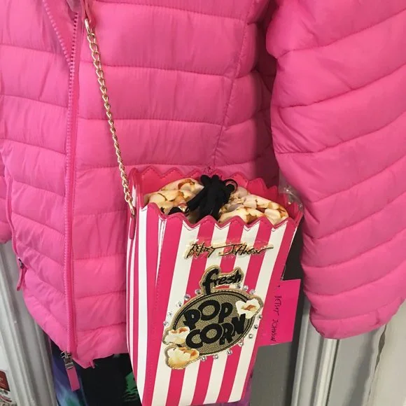 Betsy Johnson Popcorn Cross Body Purse Tie Close So Cute